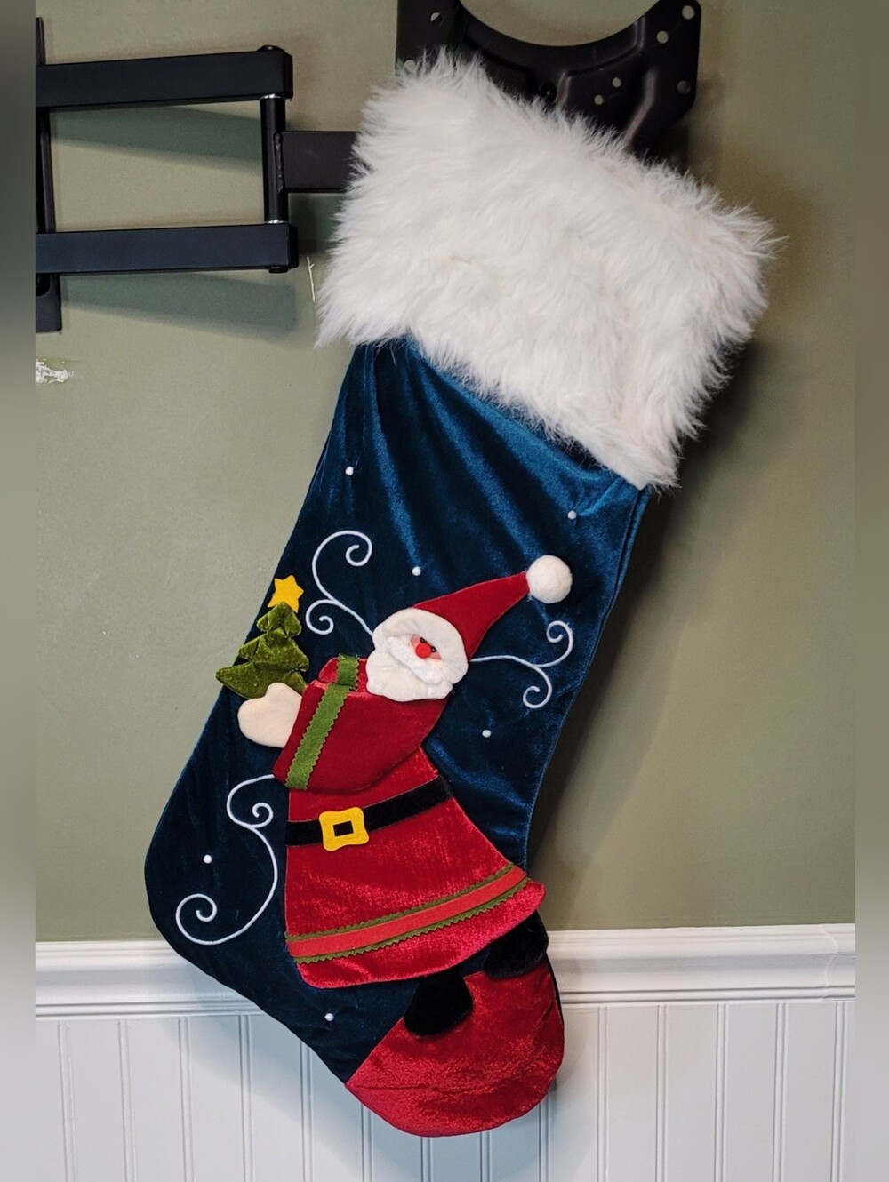 Jumbo Size Velour Santa Christmas Stocking
